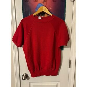 Pannill Red Short Sleeve Raglan Sweatshirt Men Size Large USA Made 70s Comfort